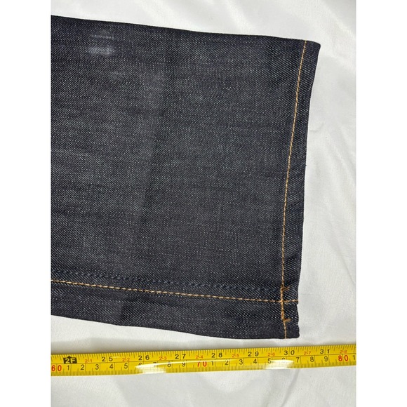 American Eagle Slim Straight Jeans Men's Size 40x30 Dark Blue Selvedge Raw Denim - Picture 5 of 8